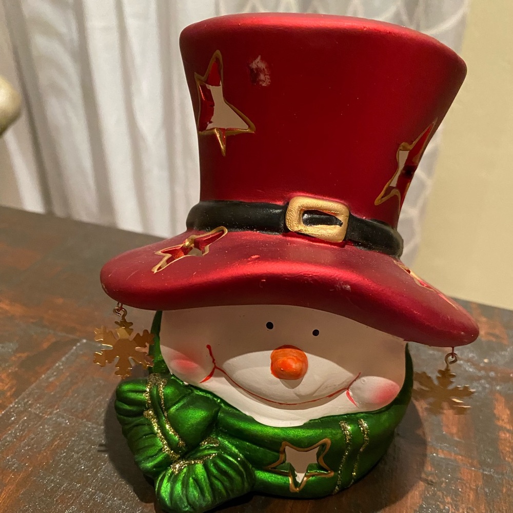 Ceramic Snowman candle holder